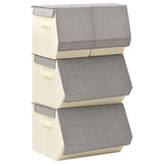 Boîte de rangement Vidaxl 4 pièces Ensemble de tissu empilable gris et de couleur crème - afbeelding 3