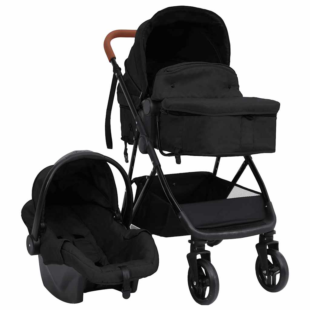 Vidaxl Pram 3-en-1 en acier de couleur anthracite et noir