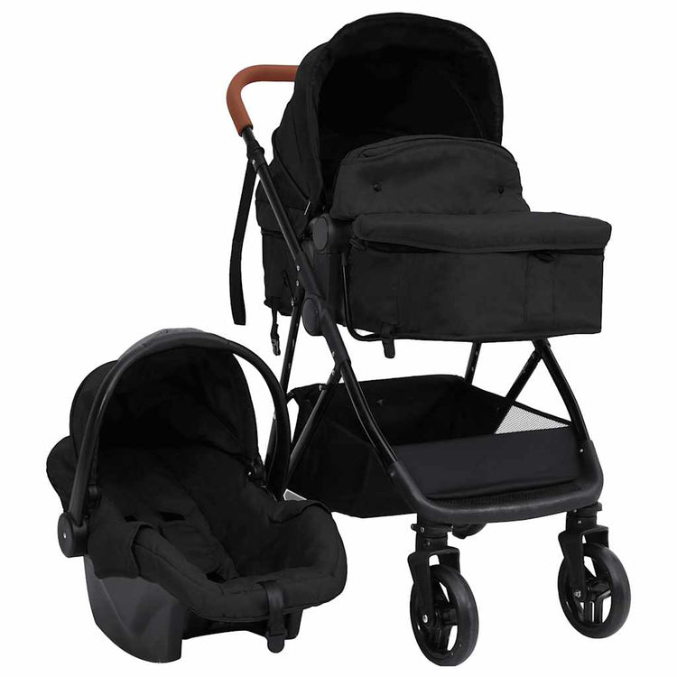 Vidaxl Pram 3-en-1 en acier de couleur anthracite et noir
