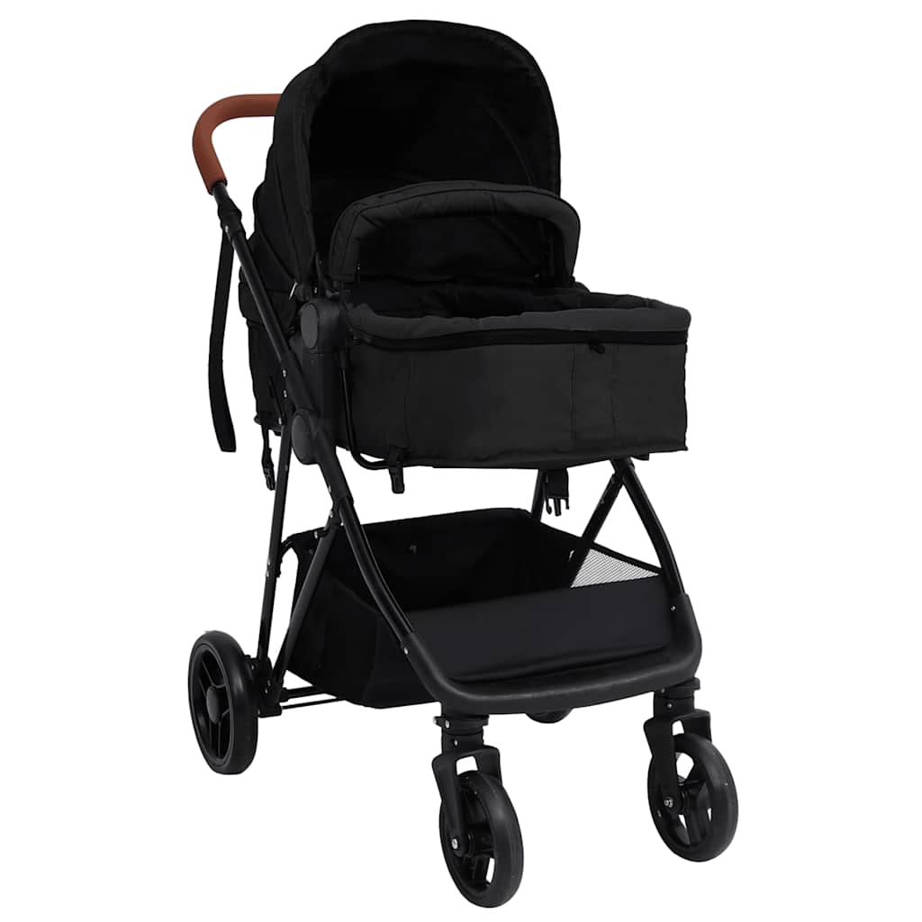 Vidaxl Pram 3-en-1 en acier de couleur anthracite et noir