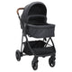 Vidaxl poussette 2-en-1 acier anthracite et noir