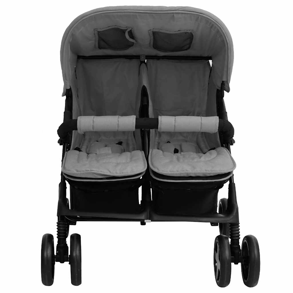 VidaXL Poussette Twin Acier Gris Clair