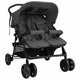 VidaXL Poussette Twin Acier Gris Foncé
