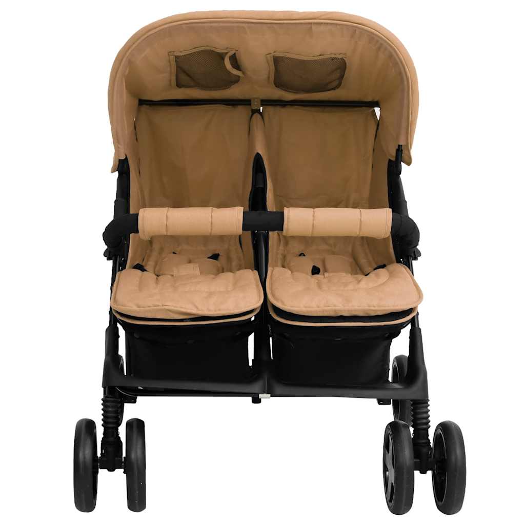 VidaXL Poussette Twin Acier Taupe