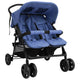 VidaXL Poussette Twin Acier Bleu Marine