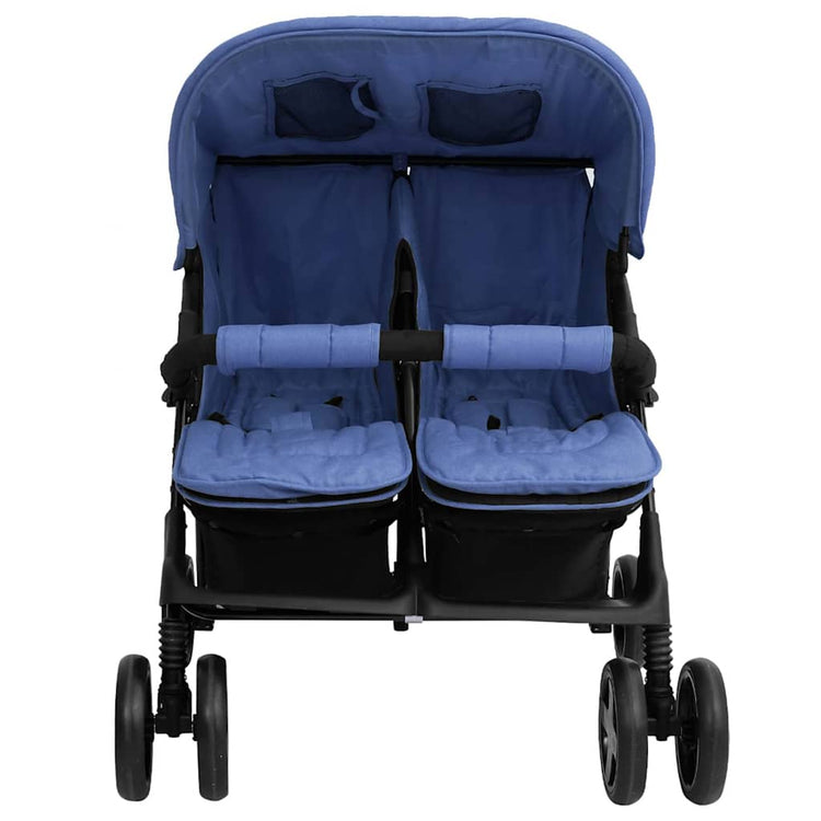 VidaXL Poussette Twin Acier Bleu Marine