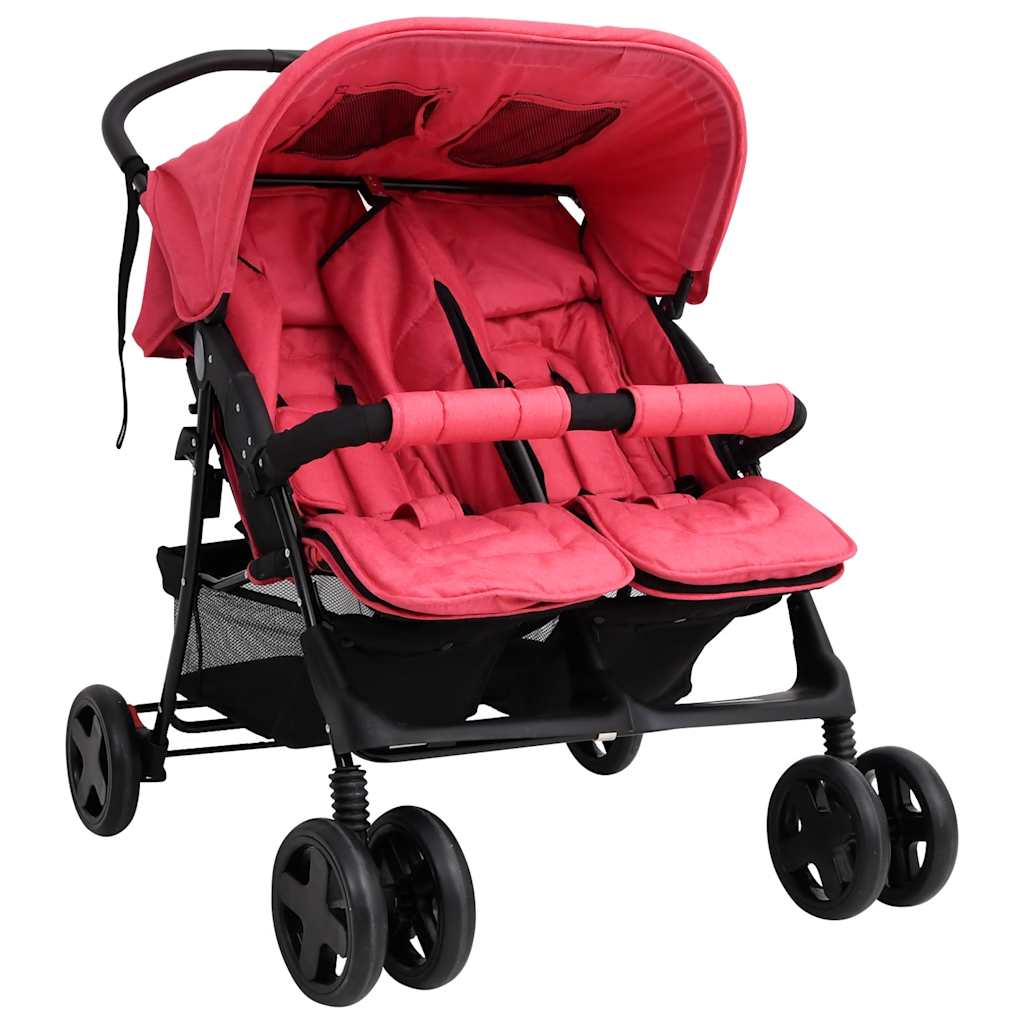 VidaXL Poussette Twin Rouge Acier
