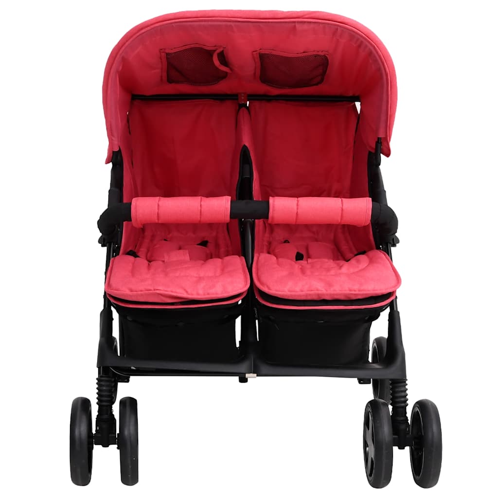 VidaXL Poussette Twin Rouge Acier