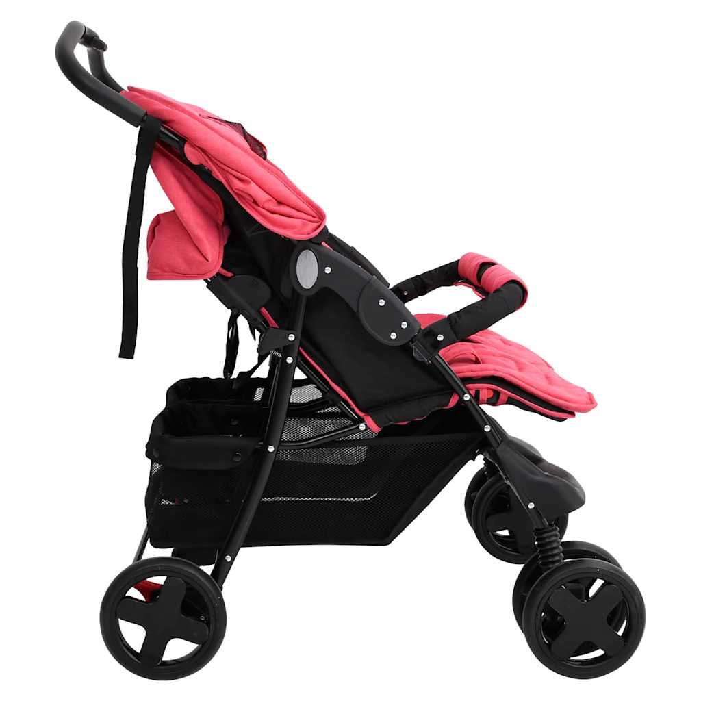 VidaXL Poussette Twin Rouge Acier