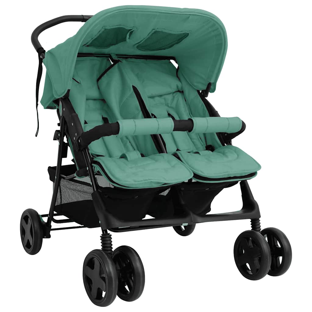 VidaXL Poussette Twin Acier Vert