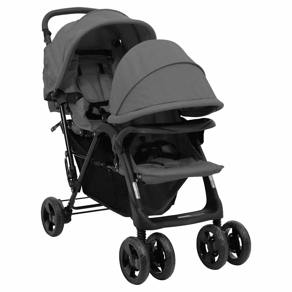 Vidaxl jumeaux en tandem en acier gris foncé