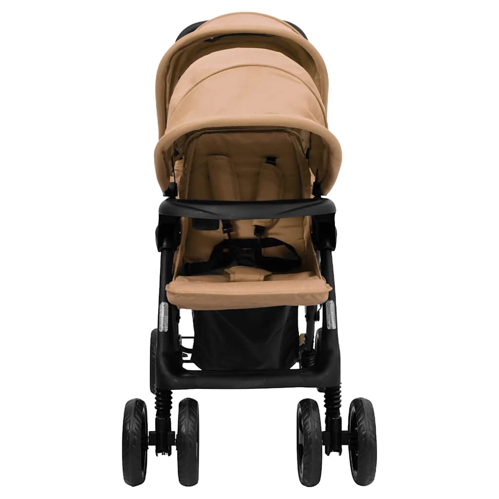 VidaXL Poussette jumelle Tandem Acier Taupe