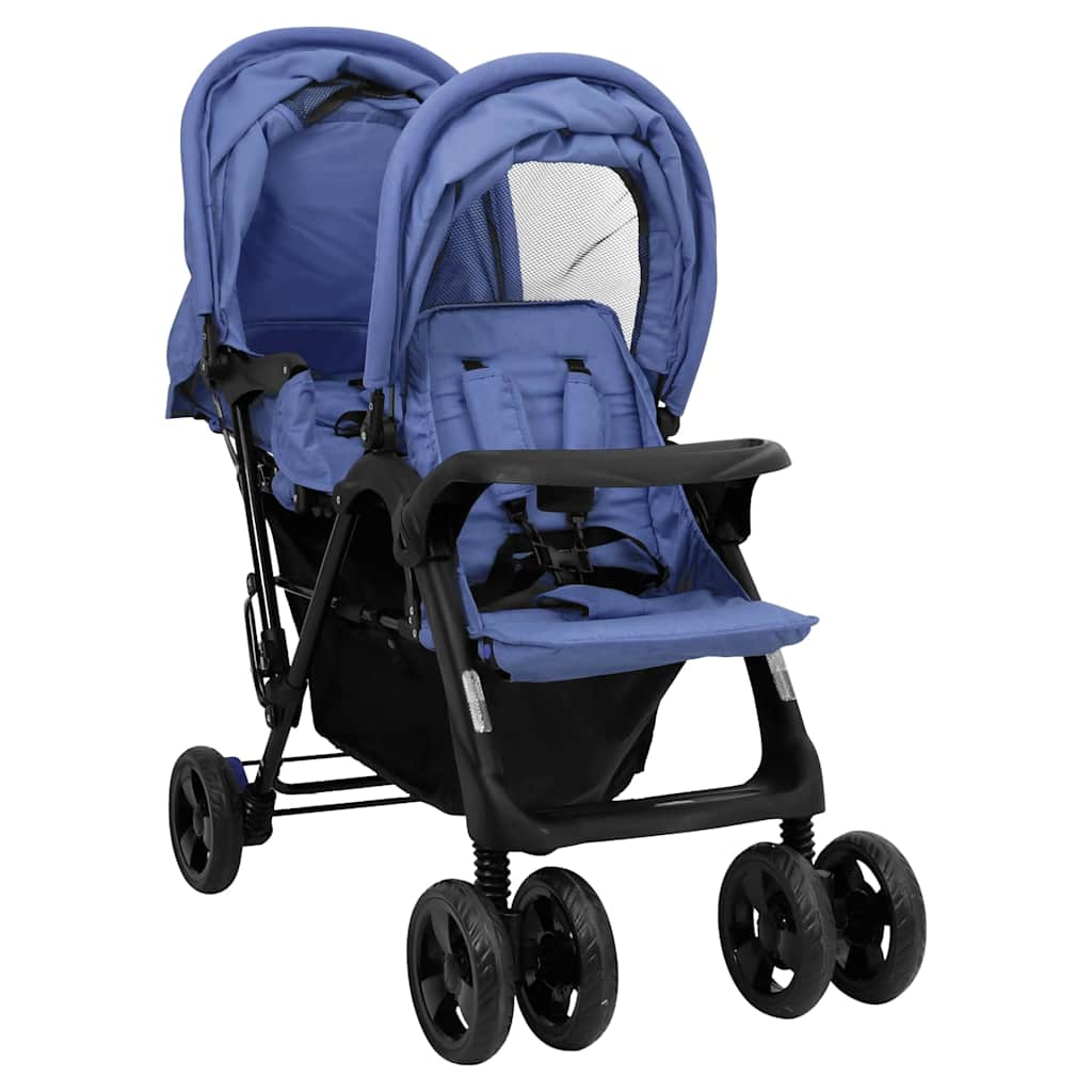 Vidaxl jumeau en tandem en acier bleu marine