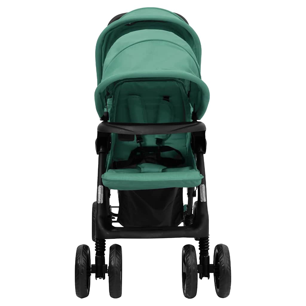 VidaXL Poussette Twin Tandem Acier Vert