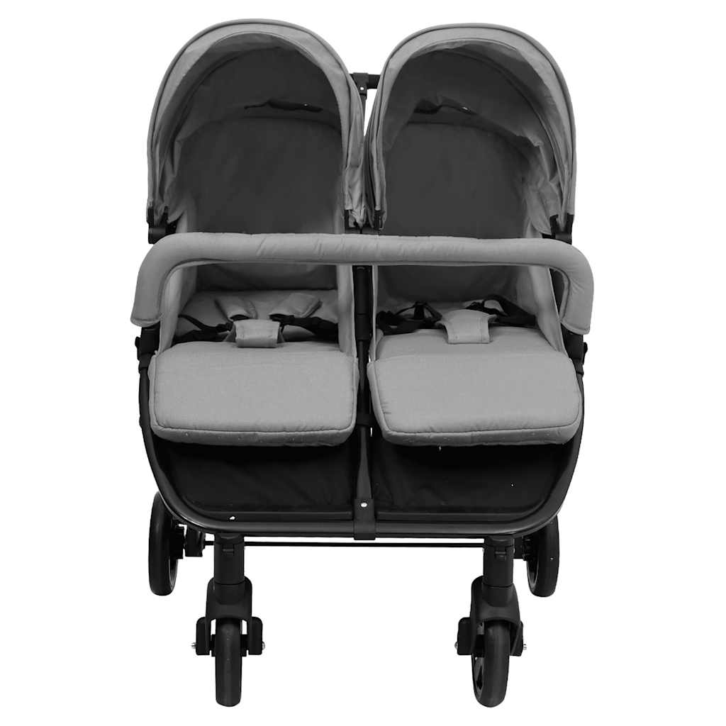Vidaxl twin buggy en acier gris clair et noir