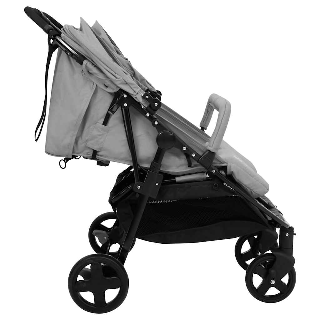 Vidaxl twin buggy en acier gris clair et noir