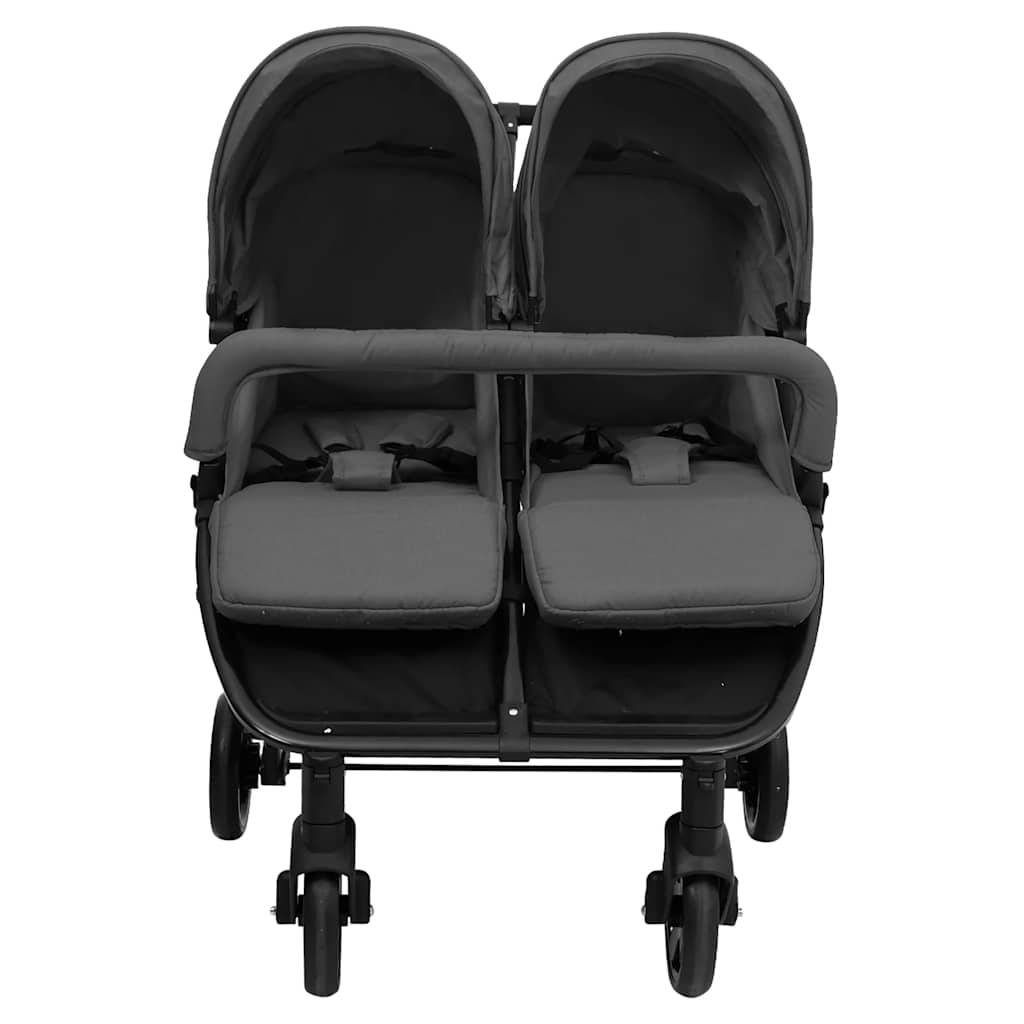 Vidaxl Twin Buggy Steel Gris foncé et noir