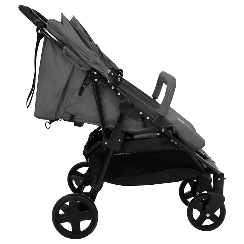 Vidaxl Twin Buggy Steel Gris foncé et noir