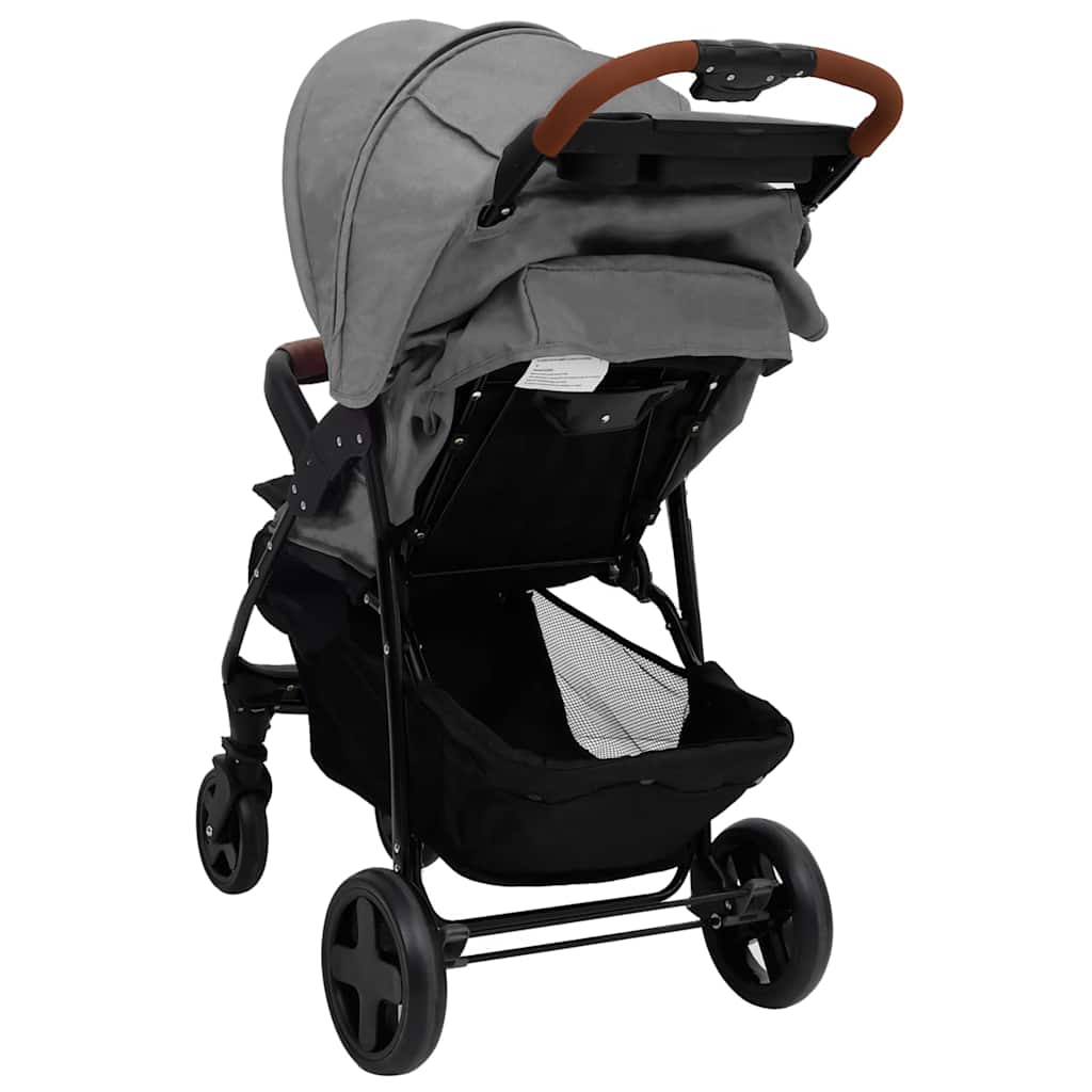vidaXL Poussette 2-en-1 acier gris clair