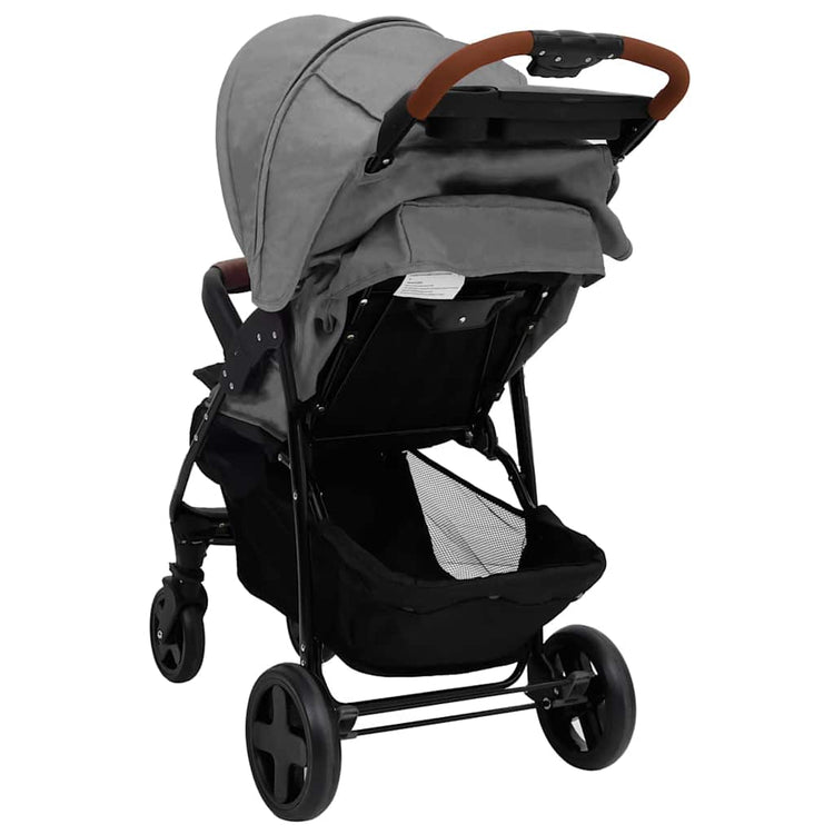 vidaXL Poussette 2-en-1 acier gris clair