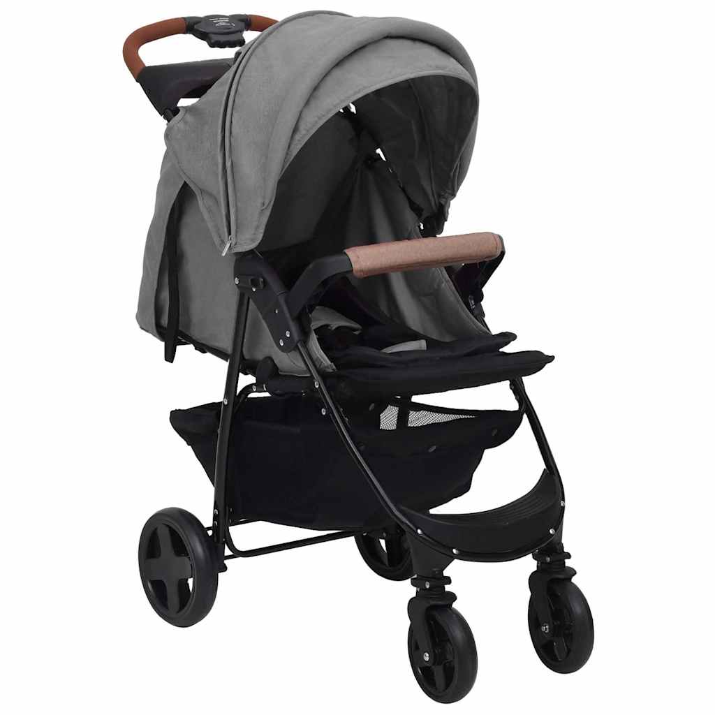 vidaXL Poussette 2-en-1 acier gris clair