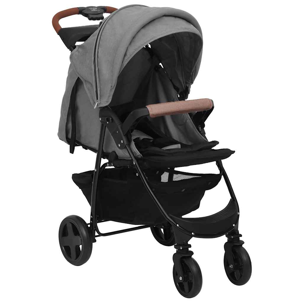 Porte-poussette Vidaxl Gris clair en acier 3-en-1