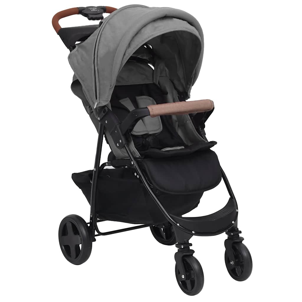 Porte-poussette Vidaxl Gris clair en acier 3-en-1