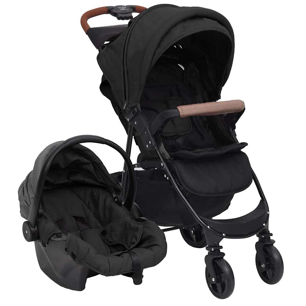 Vidaxl Pram 3-en-1 en acier de couleur anthracite