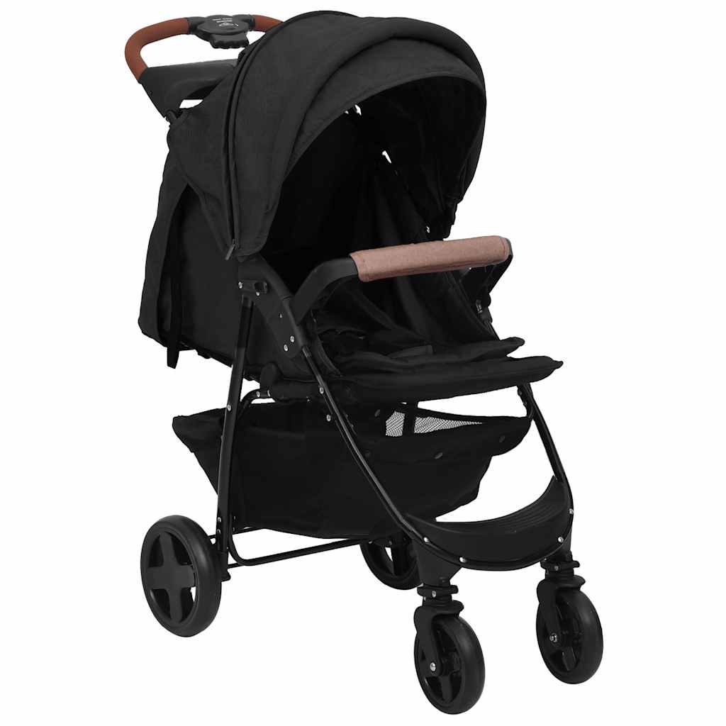 Vidaxl Pram 3-en-1 en acier de couleur anthracite