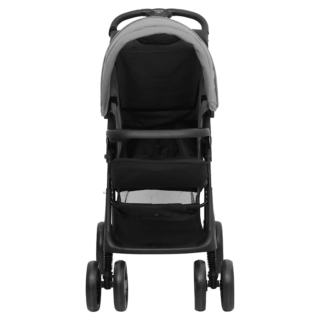 Porte-poussette Vidaxl Gris clair en acier 2 en 1 et noir