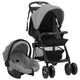Porte-poussette Vidaxl Gris clair en acier 3-en-1 et noir