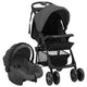 Porte-poussette Vidaxl 3-en-1 Gris foncé et noir