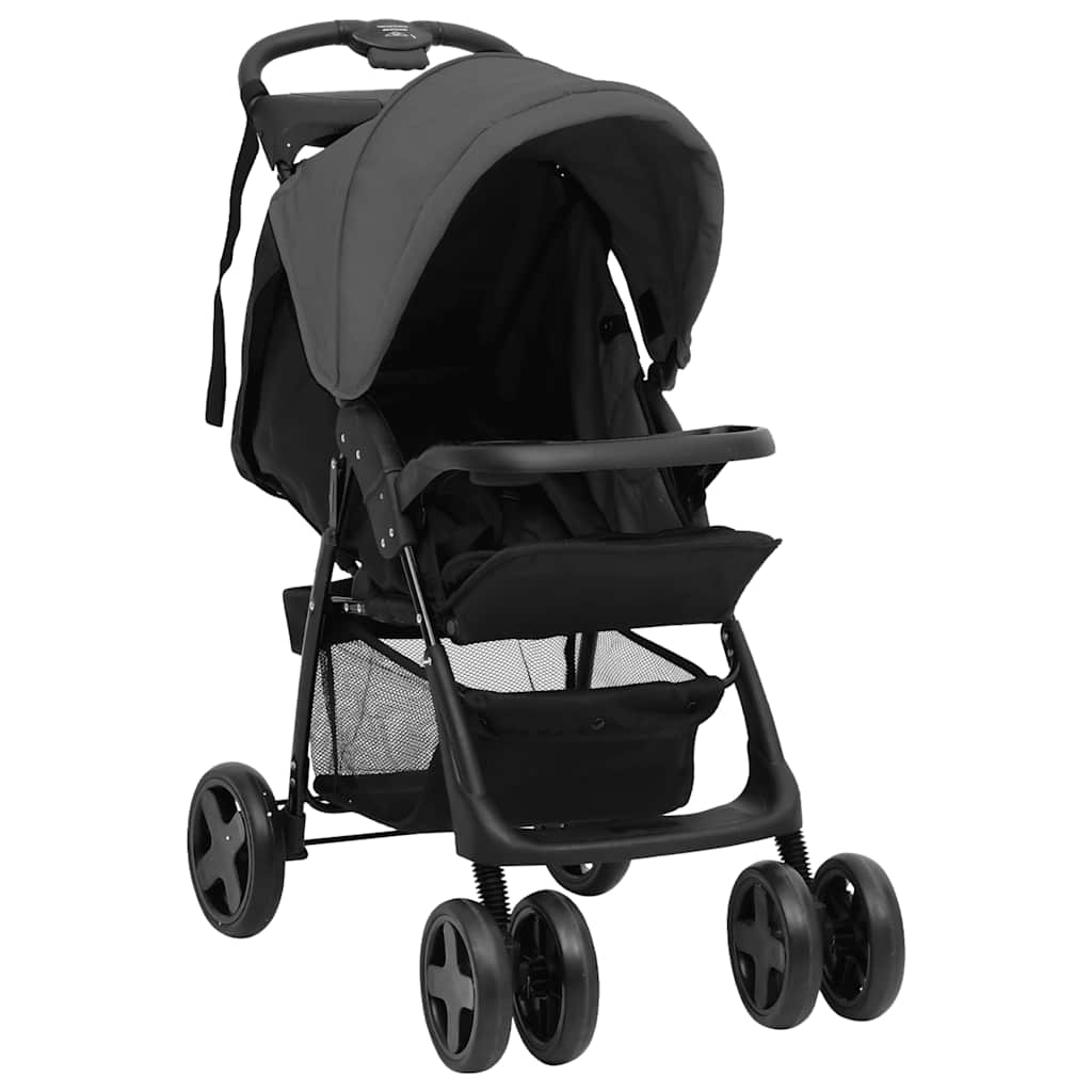 Porte-poussette Vidaxl 3-en-1 Gris foncé et noir