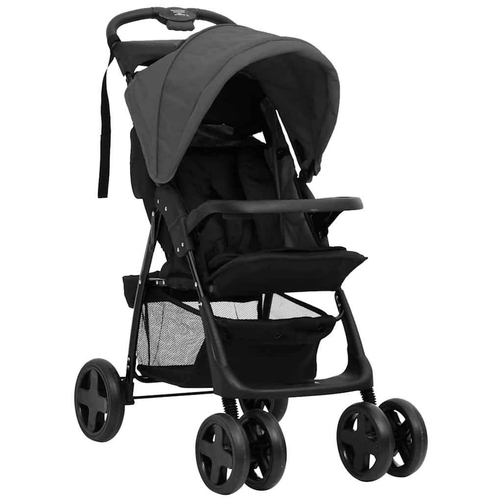 Porte-poussette Vidaxl 3-en-1 Gris foncé et noir