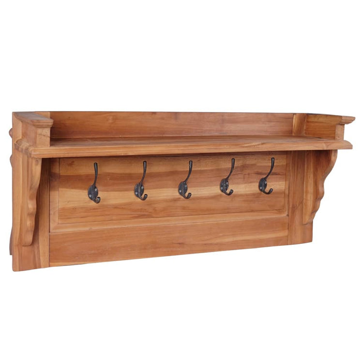 Rack de manteau mural vidaxl 80x16.5x35 cm en bois de teck solide