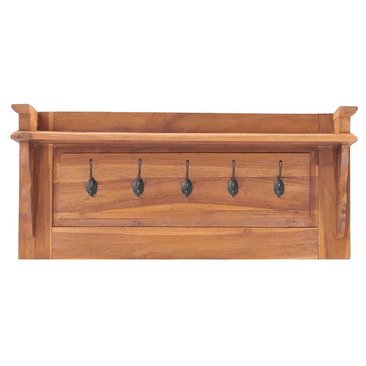 Rack de manteau mural vidaxl 80x16.5x35 cm en bois de teck solide
