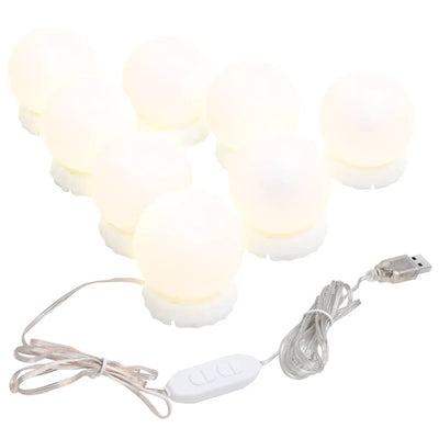 Éclairage de miroir Vidaxl avec 8 lampes LED Blanc chaud et blanc froid