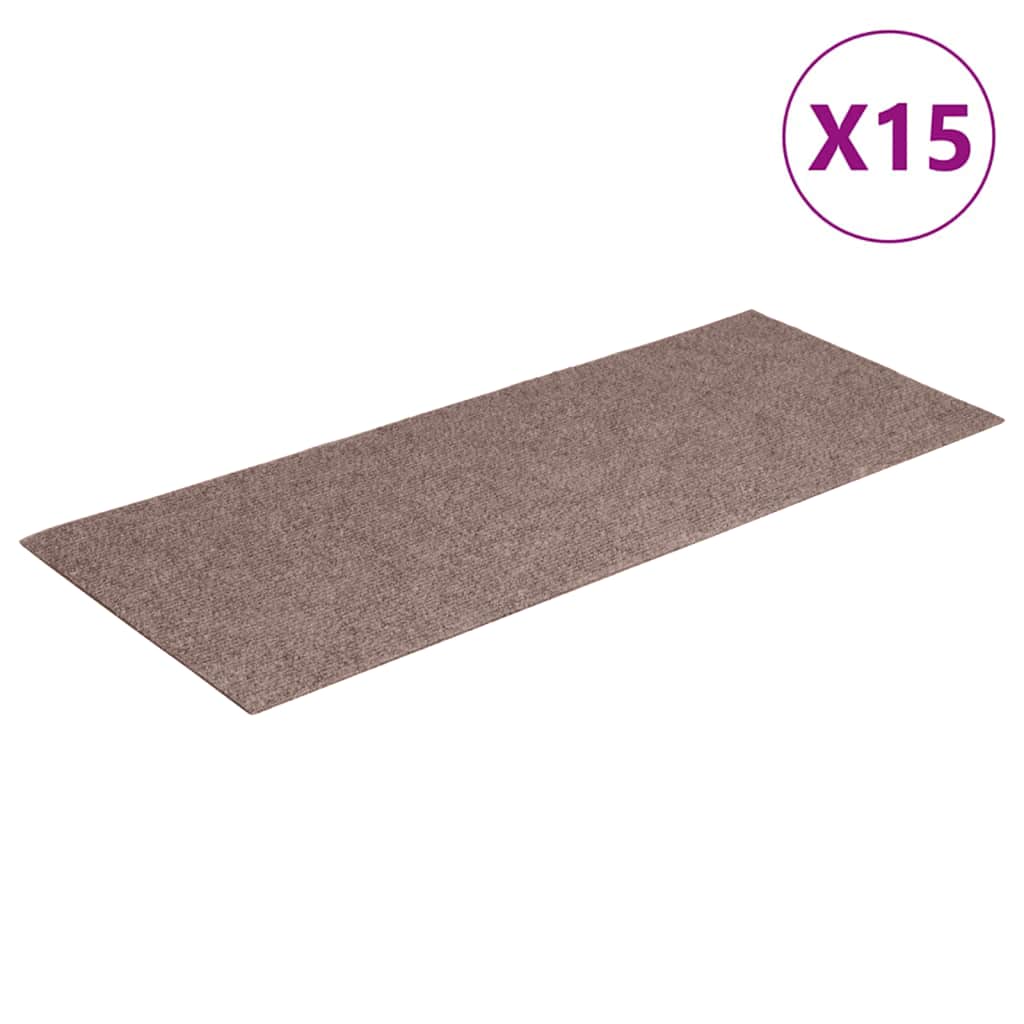 Vidaxl 15 st pedal tapis auto-adhésif rectangulaire 60x25 cm brun clair