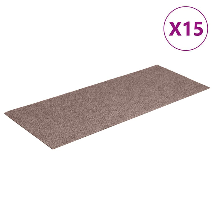 Vidaxl 15 st pedal tapis auto-adhésif rectangulaire 60x25 cm brun clair