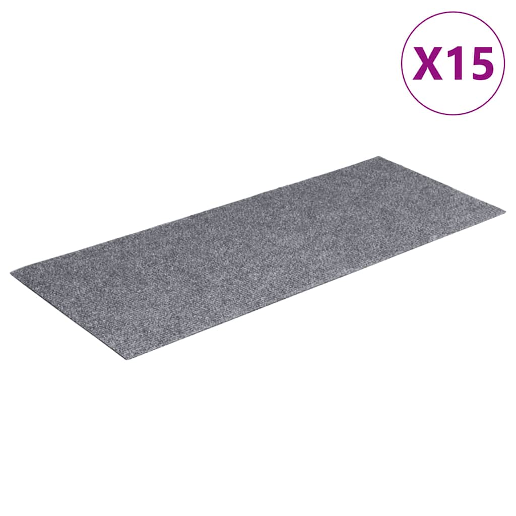 Vidaxl 15 st pedal tapis auto-adhésif rectangulaire 60x25 cm gris clair