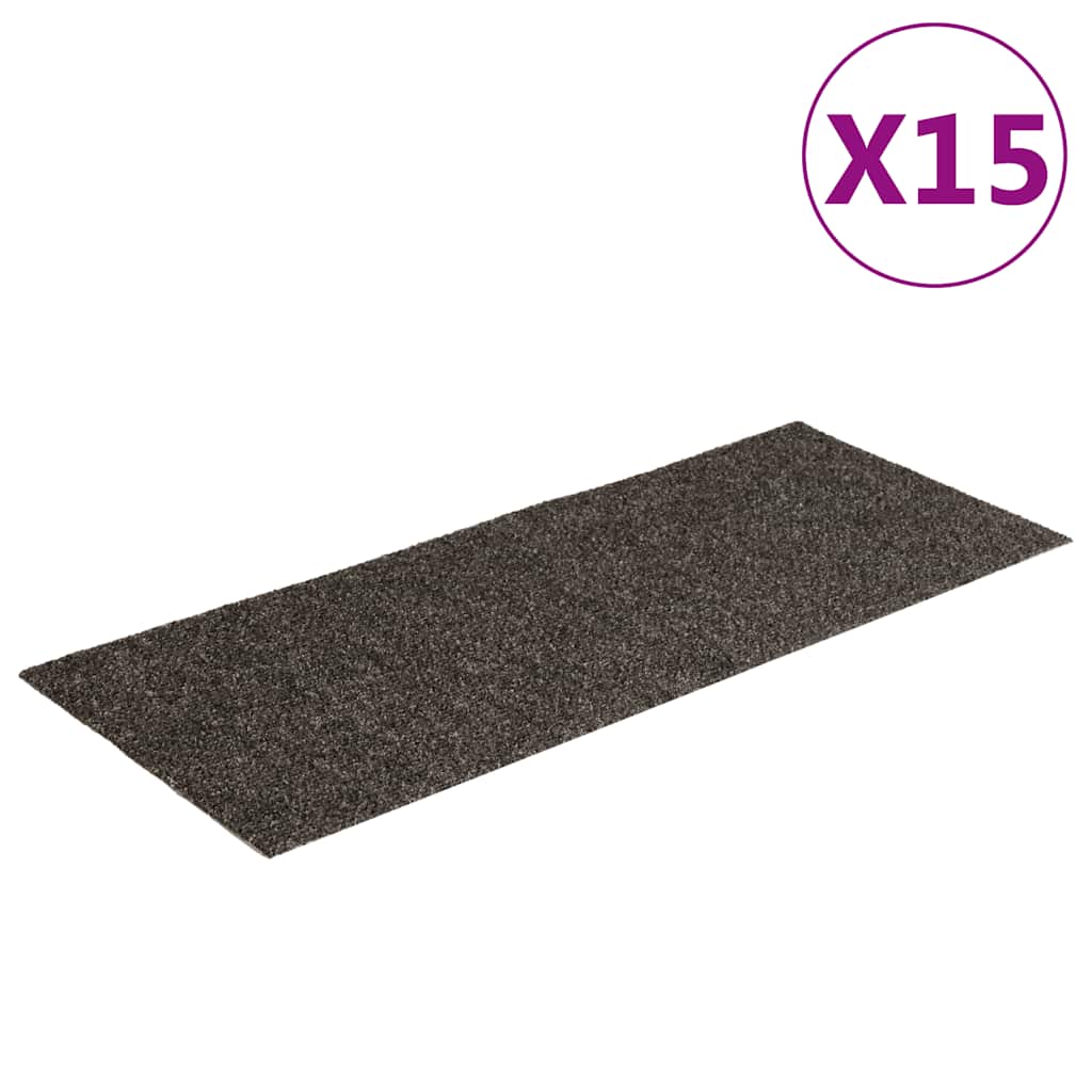 Vidaxl Mat à escalier auto-adhésif 15 st anthracite rectangulaire 60x25 cm