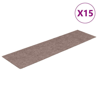 Vidaxl 15 st pedal tapis auto-adhésif rectangulaire 76x20 cm brun clair
