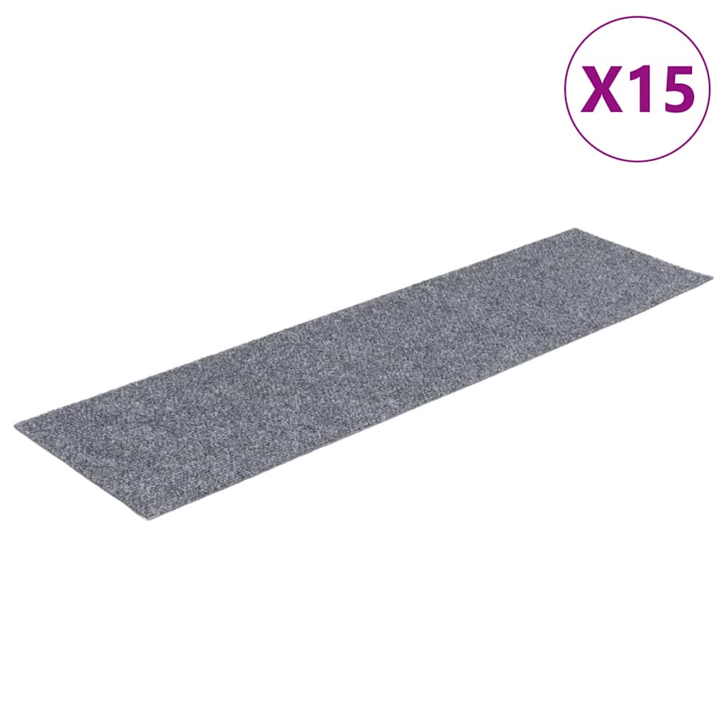 Vidaxl 15 st pédales tapis auto-adhésifs rectangulaires 76x20 cm gris clair