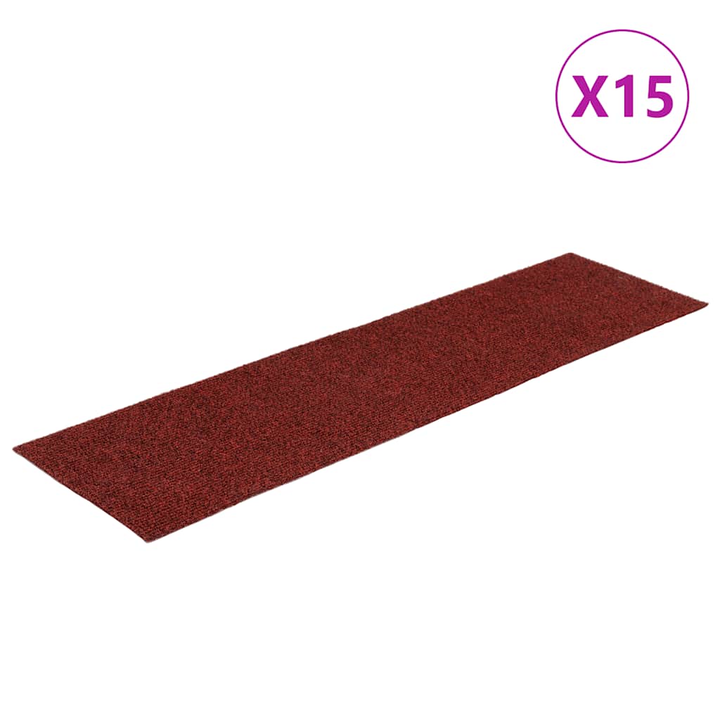 Vidaxl 15 st pedal tapis auto-adhésif rectangulaire 76x20 cm rouge