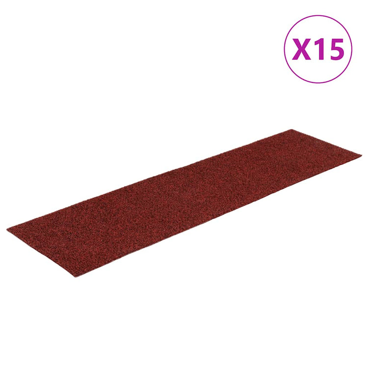 Vidaxl 15 st pedal tapis auto-adhésif rectangulaire 76x20 cm rouge