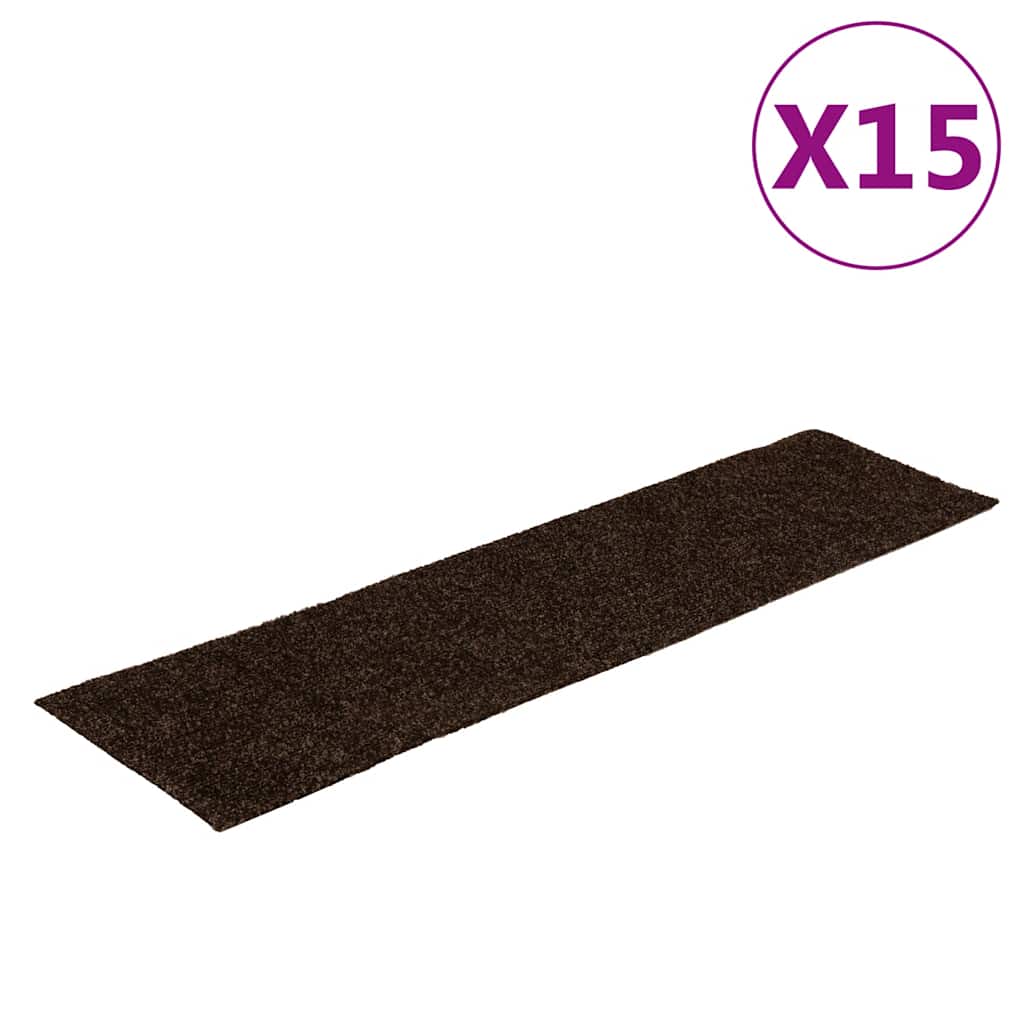 Vidaxl 15 st pédales tapis auto-adhésifs rectangulaires 76x20 cm brun
