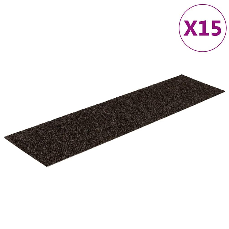 Vidaxl 15 st pedal tapis auto-adhésif rectangulaire 76x20 cm brun foncé