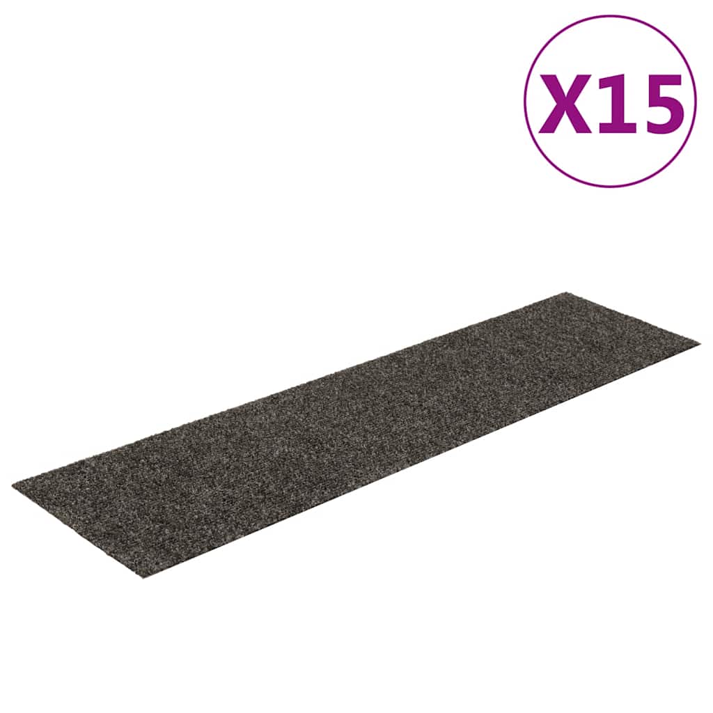 Vidaxl Stair Mats auto-adhésif 15 st rectangulaire 76x20 cm anthracite