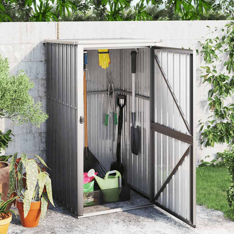 Vidaxl jardin hangar 88x89x161 cm gris en acier galvanisé