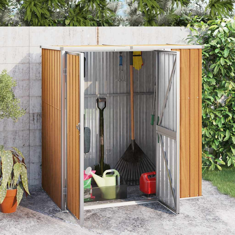 Vidaxl hangar de jardin 161x89x161 cm brun en acier galvanisé